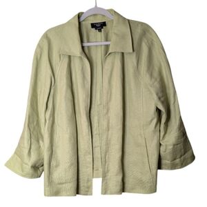 Talbots Pure Irish Linen Open Front Jacket - Spring Green - Size 1X lagenlook